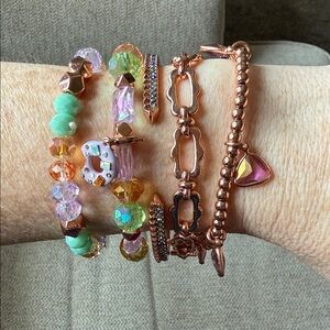 BP Rose Gold and Multicolor Beaded Bracelet Set